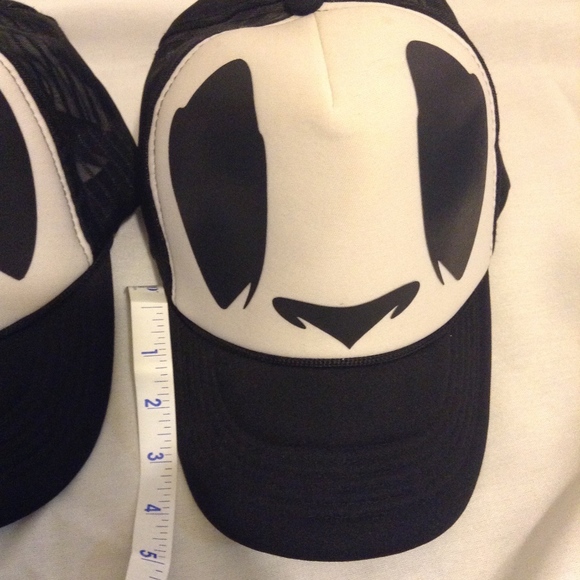 Panda Other - Trucker Snap Back Hat Eyes Nose White Black NEW